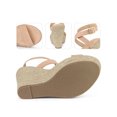 thumbnail image 2 of BLISSFUL STEP Slingback Crisscross Espadrille Wedge Heels Sandals for Women Nude 9, 2 of 7