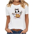 thumbnail image 2 of Xdegoge Women's Cute Sparkly Ghost Pumpkin Graphic Tees Halloween Short Sleeve Crewneck T-Shirt Casual Fall Holiday Party Tops Shirts Comfortable Loose Fit Novelty Blouse, 2 of 7