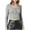 Gray, variant on Women's Round Neck Long Sleeve Ribbed Slim Fitted Casual Basic Crop Top Brown L