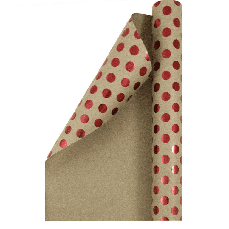  JAM Paper Gift Wrap - Kraft Wrapping Paper - 50 Sq Ft Total -  Green Foil Polka Dots on Brown Kraft Paper - 2 Rolls/Pack : Health &  Household