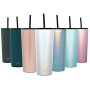 Simple Modern 24 oz Classic Tumbler with Straw & Flip Lid - 18/8 Stainless Steel Water Bottle Shimmer: Selenite