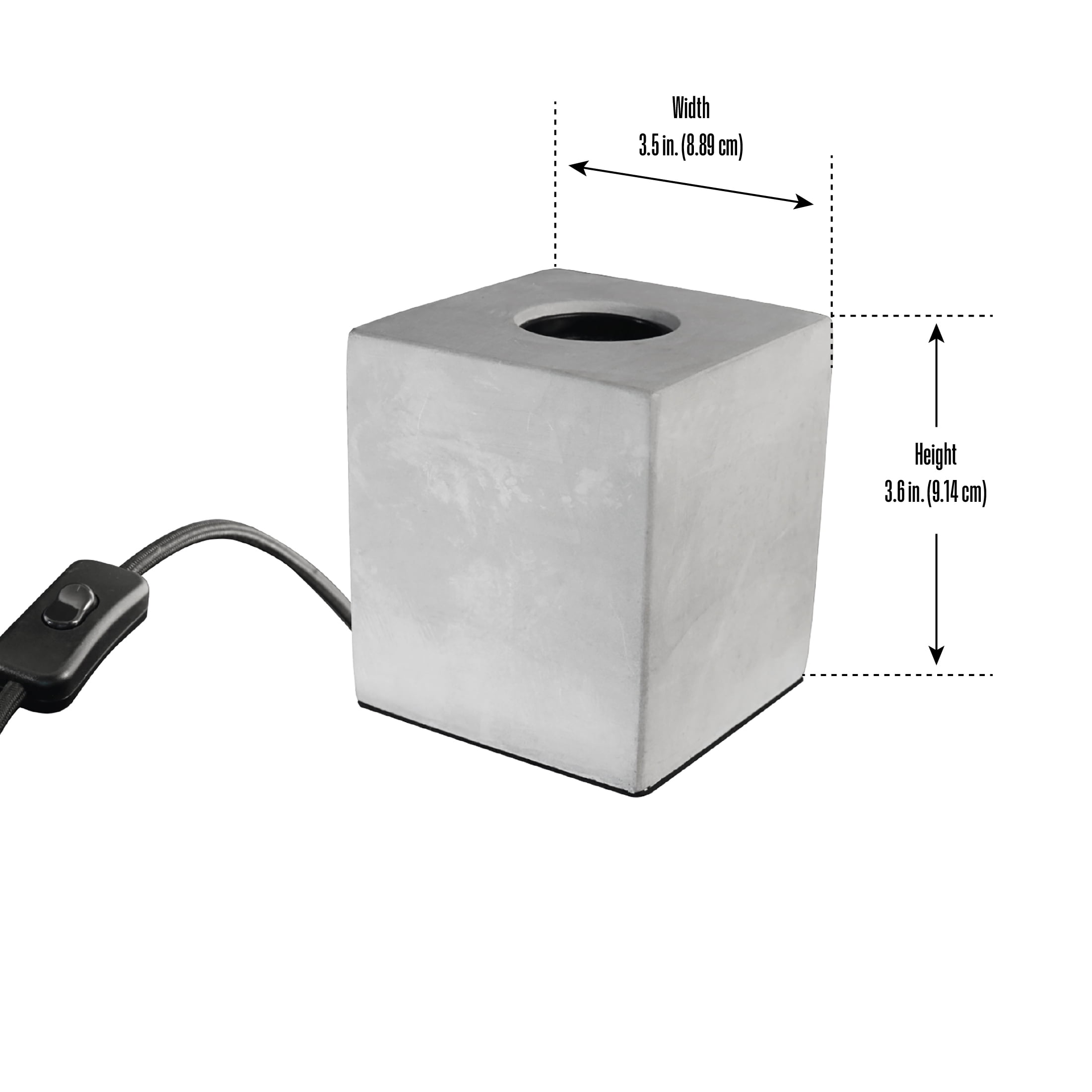 Feit Electric 3.5" inch Industrial Cube Cement Matte Gray Table Lamp Base - No Bulb Included