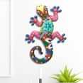 thumbnail image 4 of Gecko de metal decorativo para pared, arte mural para jardín o hogar, esculturas de pared hechas a mano rojo, 4 of 8