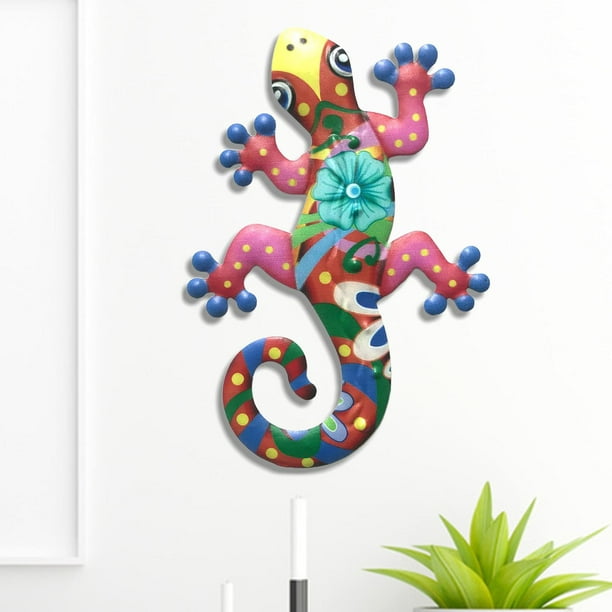2X Métal Gecko Décoration Murale pour Maison Jardin Patio Clôture