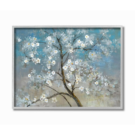 Stupell Industries Flower Tree Blooms Blue Painting Framed Wall Art by Main Line Studio
