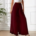 thumbnail image 2 of Rggeeun Women Pants Solid Color Elastic High Waist Ankle Length Curved Hem Wide Leg Loose Fit Soft Drape With Side Pockets For Vacation Kawaii Bottoms,Red,Xxl, 2 of 4