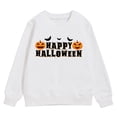 thumbnail image 1 of MIASHUI Halloween Girls Sweatshirt Cozy Letter Design Pumpkin Bat Pattern Festive Autumn Winter Warm Hoodies for Children, 1 of 5