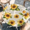 thumbnail image 3 of Sunflower Round Fitted Table Cover Vintage Flower Leaf Farmhouse Retro Background Waterproof Table Cloth with Elastic Edge Wipeable Tablecloth for Picnic Camping Party Fits 45"-54" Diameter, 3 of 8