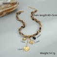thumbnail image 2 of NICKSUN 18K Gold Plated Stainless Steel Leopard Fabric Woven Heart Pendant Necklace, Trendy Mixed Chain Retro Clavicle Jewelry for Women, 2 of 7