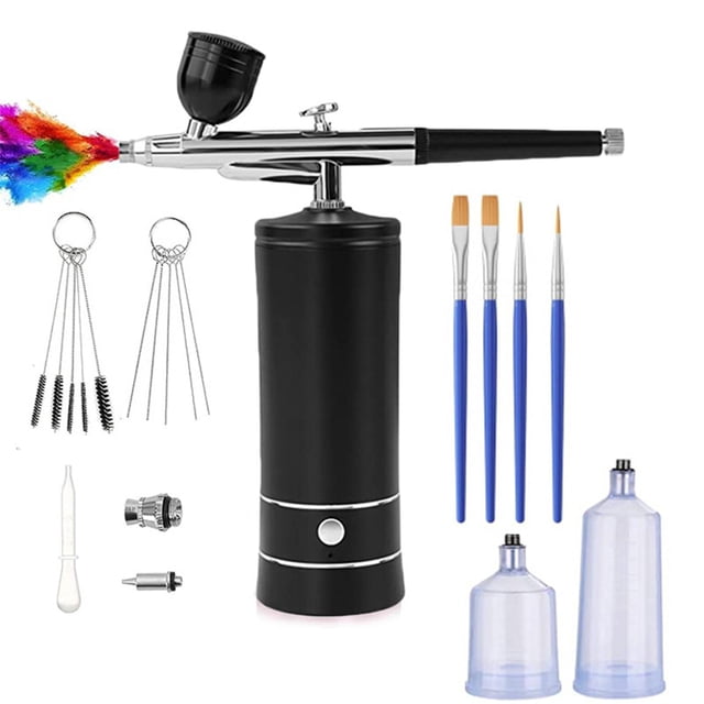 Juego de aerógrafo BLESIY con boquilla pulverizador de pintura alta presión Negro