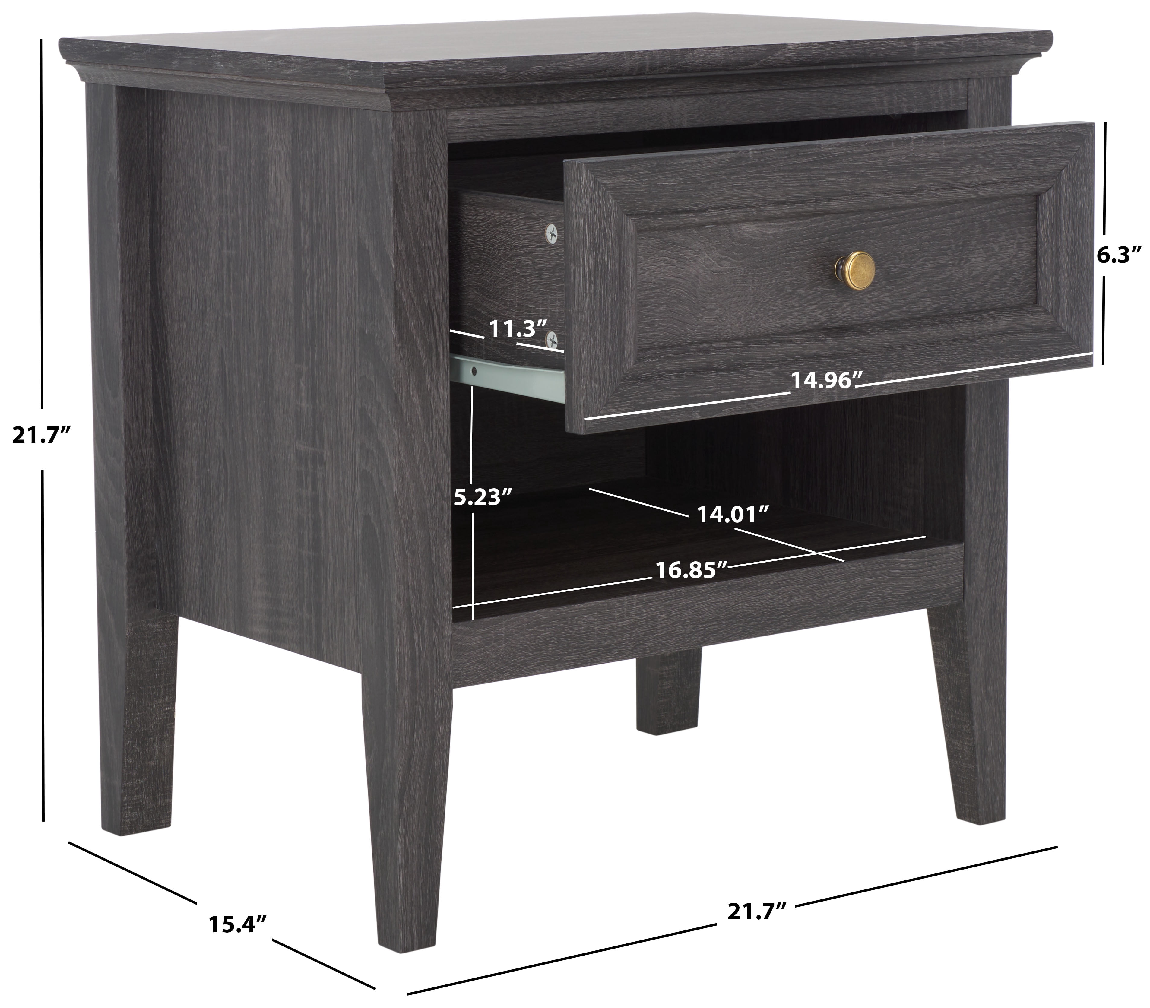SAFAVIEH Sondra Traditional 2 Drawer Nightstand,Distressed Black/Gold
