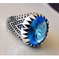 thumbnail image 2 of Blue Topaz Mens Ring, Natural Swiss Blue Topaz, November Birthstone Topaz, Silver Jewelry, 925 Silver Ring, Birthday Gift, Heavy Mens Ring, Arabic Oxidized Mans Ring, Christmas, Mens Signet Ring, 2 of 4