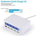 thumbnail image 3 of Cargador USB Adaptador de corriente multipuerto de 50 W con 1 QC 3.0 9V2A Max Quick Charge 3.0 Hub Cargador rápido Toma USB múltiple para iPhone 11/XR/7/8/6/6s/SE, iPad 2, Huawei, Oppo, etc., 3 of 5