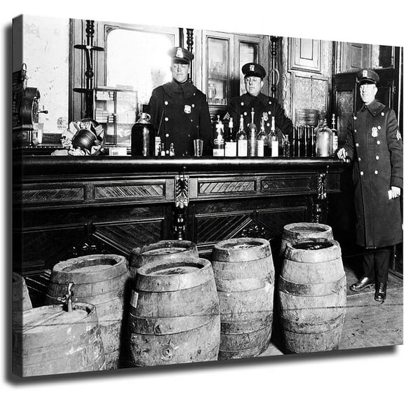 1920s Prohibition Era Speakeasy Police Raid Smugglers Illegal Bar Poster Canvas Wall Art Mural Picture Print Modern Family Bedroom Decor