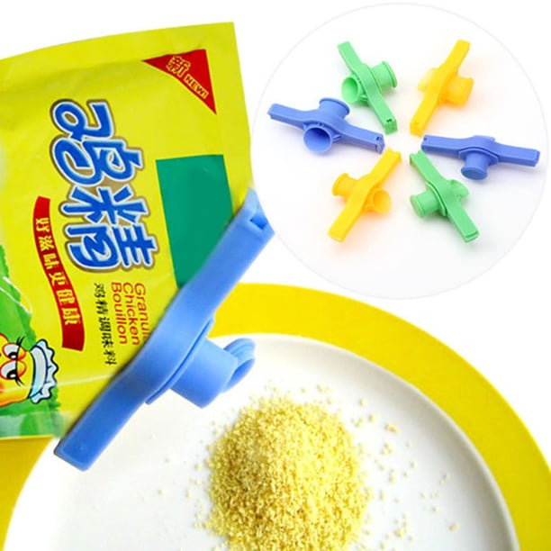 Pinzas para sellar bolsas de alimentos al azar Pinzas para sellar con boquilla de descarga Herramientas para sellar bolsas de condimentos