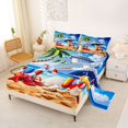 thumbnail image 2 of jejeloiu Summer Cruise Print Bed Sheets,Hawaii Sea Beach Holiday Full Size Sheets For Boys,Blue Yellow,4 Pieces,1 Flat Sheet, 1 Fitted Sheet and 2 Pillowcases, 2 of 6