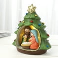 thumbnail image 3 of Hodao Christmas Nativity Scene Decoration LED Light-up, Resin Christmas Tree - Shaped Manger Figurine with Holy Family and Colorful Ornaments, 3 of 6
