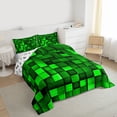 thumbnail image 3 of Manfei Abstract Plaid Print Bedding Comforter Set,Stereoscopic Checkered Twin Comforter Sets,Green Pixel Grid Bedding Set For Girls Boys,Breathable Home Decor Reversible,2pcs, 3 of 8