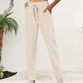thumbnail image 6 of Pxiakgy Womens Sweatpants Loose Fit Elastic Waisted Drawstring Lounge Pants Baggy Straight Leg Athletic Joggers with Pockets Women's Lightweight Sports Sweatpants for Autumn and Winter Beige L, 6 of 8