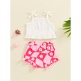 thumbnail image 6 of Suagox Baby Girls Shorts Set, Spaghetti Straps Rainbow Print Camisole with Elastic Waist Shorts Summer Outfit for 3-24 Months and 2-3 Years Old Baby, 6 of 10