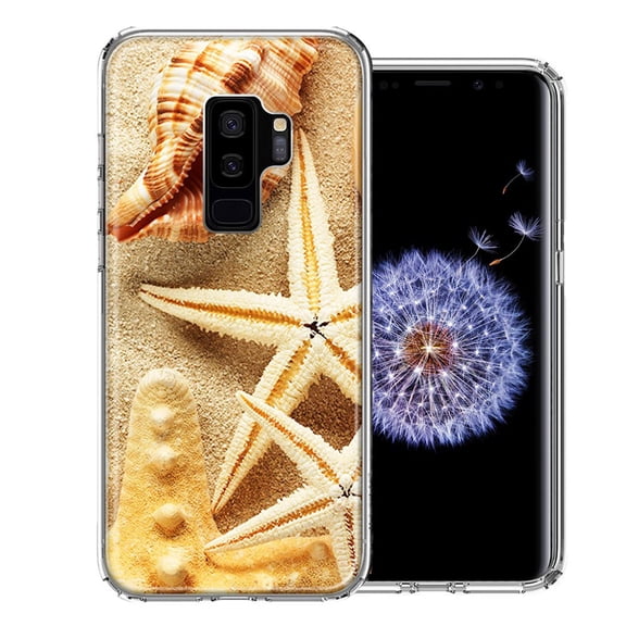 MUNDAZE For Samsung Galaxy S9 Plus Sand Shells Starfish Design Double Layer Phone Case Cover