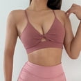 thumbnail image 2 of Xfvqtps Ruching Workout Bra for Women Low Support V Neck Padded Spaghetti Strap Ring Yoga Backless Sports Bra Red, 2 of 4