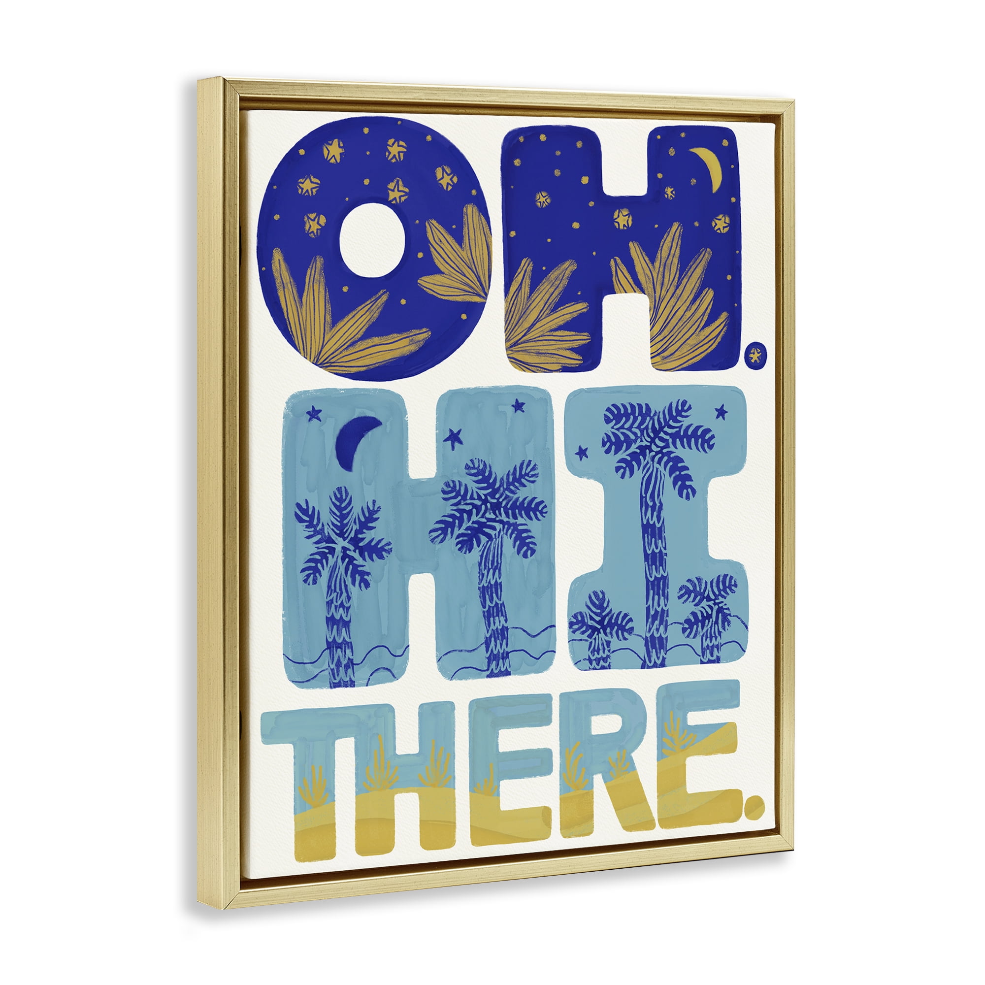 Stupell Industries Oh Hi There Tropical Gold Framed Floater Canvas Wall Art, design by Connie Summers