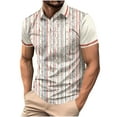 thumbnail image 2 of Fnnxeal Mens Polo Shirts, Casual Collared Big and Tall Shirt Striped Summer Beige Polo Shirts for Men Size L, 2 of 5