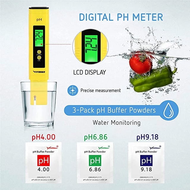 Medidor de PH digital para agua, probador de PH tipo pluma de alta precisión para hidroponía