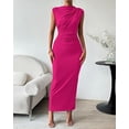 thumbnail image 3 of BTFBM Women's Ruched Bodycon Dress Summer Casual Sleeveless Lightweight Back Slit Elegant Club Party Cocktail Maxi Dresses, 3 of 9