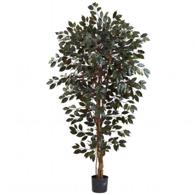 6ft Nearly Natural 6 Palace Style Silk Artificial Ficus Tree Green 