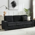 thumbnail image 2 of 83.86" Corduroy Fabric Sofa, Modern Compressed 3-Seater Couch with Cup Holders, High-Density Sponge & Spring Support, for Living Room, Bedroom, Office (Black), 2 of 9