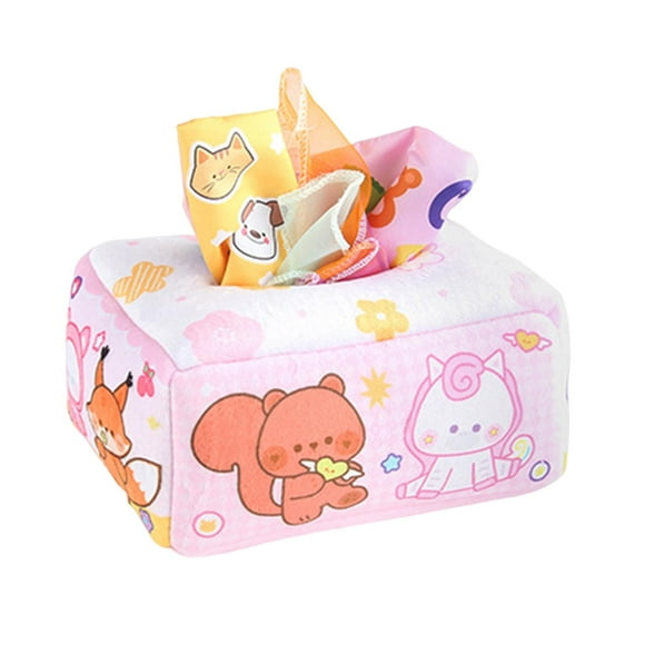Caja de pañuelos para bebé, juguetes sensoriales para aprendizaje preescolar con 8 bufandas de colores para niños Rosa