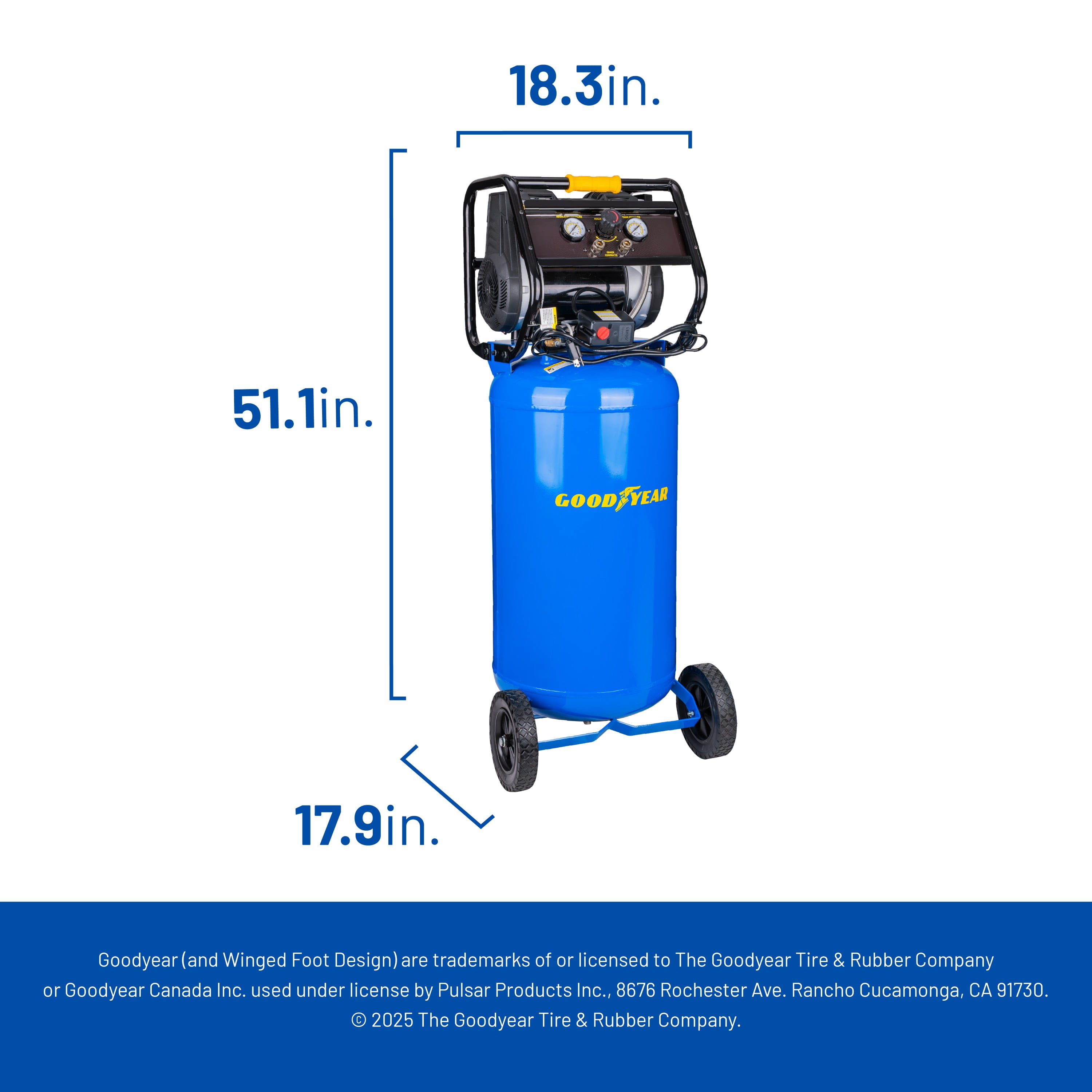 Goodyear 26 Gallon 175 PSI Super Quiet Oil Free Electric Vertical Air Compressor