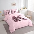 thumbnail image 2 of Erosebridal Girls Black Pink K Letter Monogrammed Bedding Comforter Set 7 Pieces,Kids Cheetah Print Bow Tie Full Bedding Set,Pink Reversible, 2 of 6