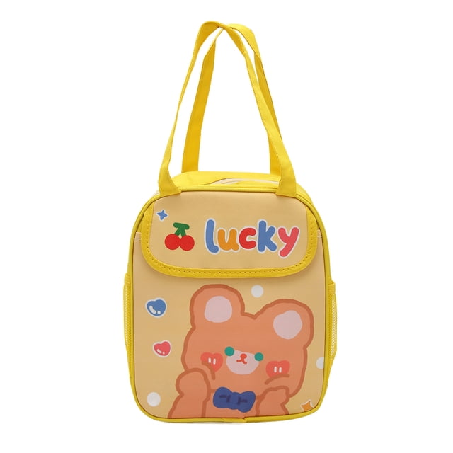 Bolsa De Almuerzo Aislada Para Niñas Patrón De Dibujos Animados Papel De Aluminio De Gran Capacidad Espesar Caja De Almuerzo Kawaii Para Oficina Escuela 9.2 X 5.3 X 7.3