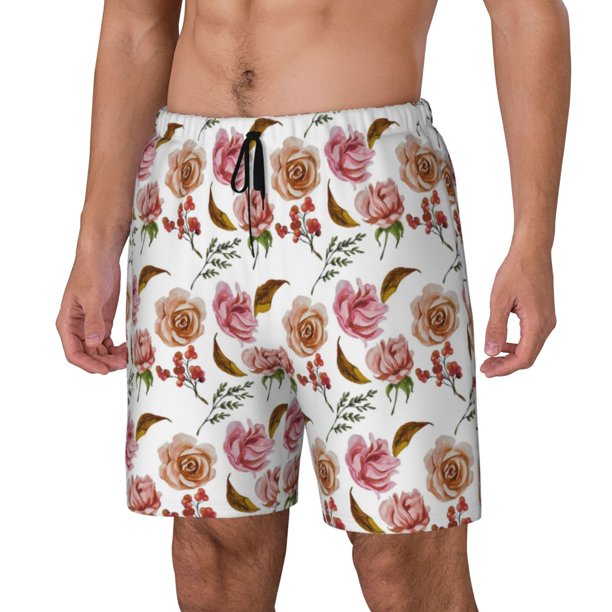 Fotbe Rose Flowers Traje de Baño para Hombre – Shorts de Natación de Secado Rápido con Forro y Bolsillos-XX-Large