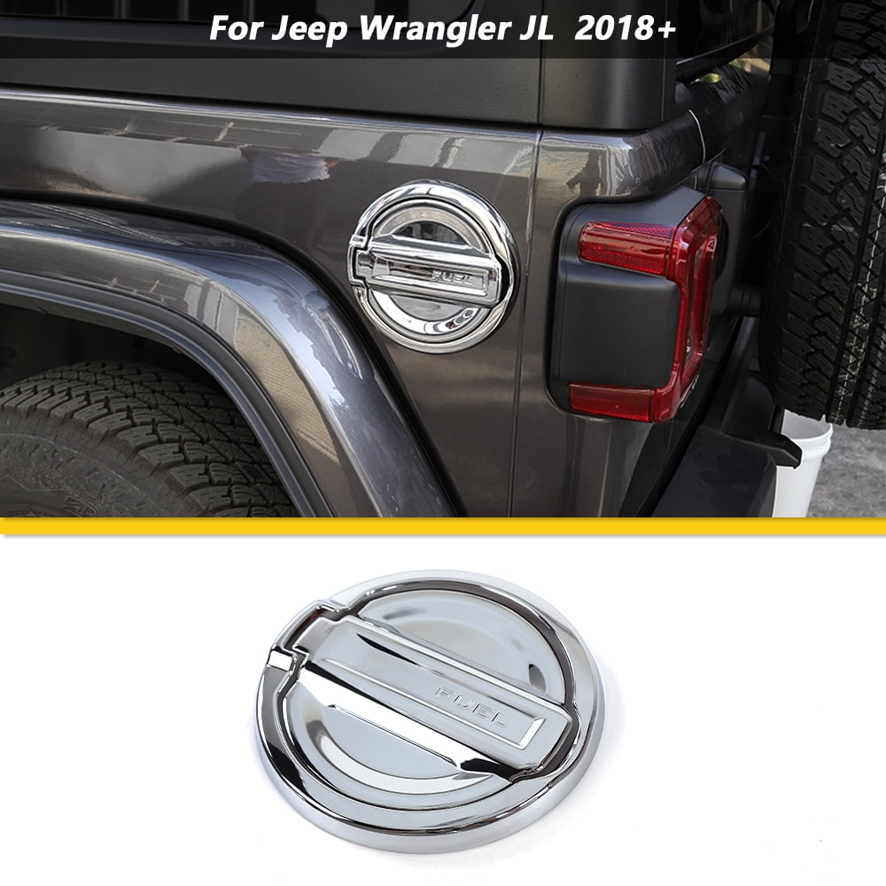CheroCar Fuel Tank Cap Cover Trim for 2018-2021 Jeep Wrangler JL JLU Chrome  ABS 