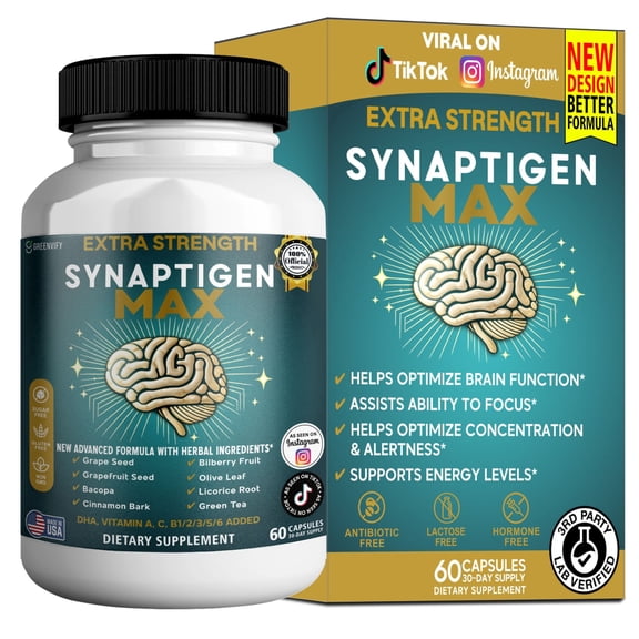 GreenVify Synaptigen Max – Brain & Cognitive Support Supplement – Focus & Mental Clarity Formula