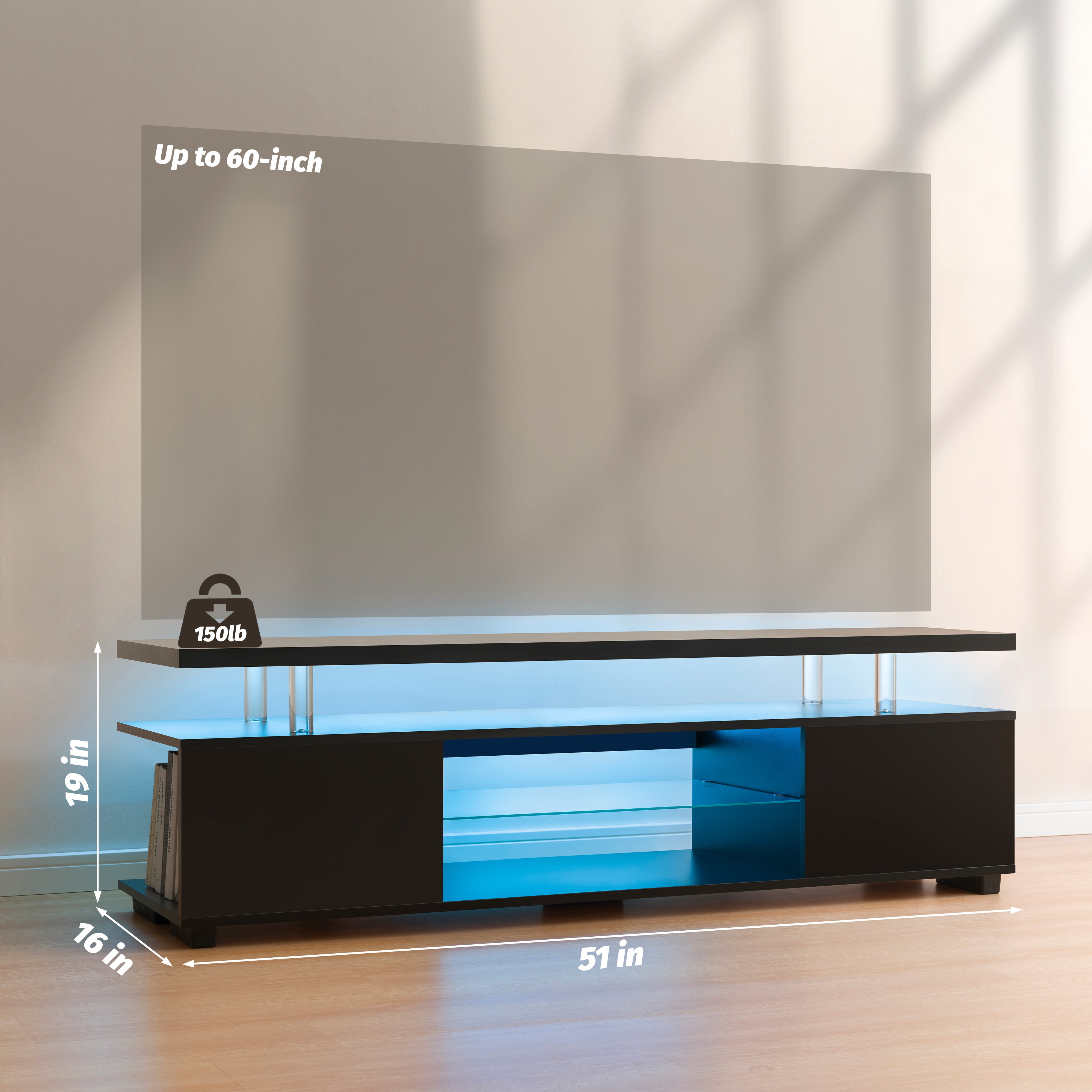TV Stand Entertainment Center, Gaming Center for 50 55 60inch TV, TV Stand with Storage, TV Stands for Gaming Living Room
