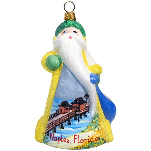 Glitterazzi Naples Florida Santa Polish Glass Christmas Ornament