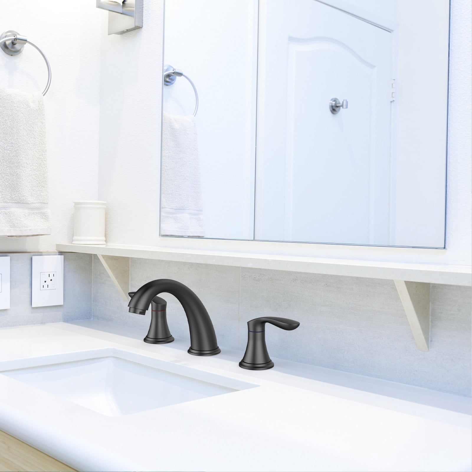 Bathroom Faucets for Sink 3 Hole, with Pop-up Drain and Supply Lines, for Vanity RV Farmhouse Sink