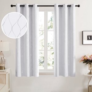 Deconovo Grommet Wave Print Blackout Curtains, 42"x63"