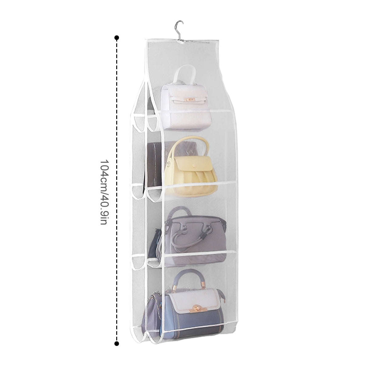 Hanging Purse Organizer, Breathable Nonwoven Handbag Organizer, 8 Easy  Access Clear Vinyl Pockets, White, 48 L x 12 W