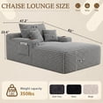 thumbnail image 5 of 65" Oversized Indoor Chaise Lounge Chair, Boneless Double Layer Side Pocket Chaise with 3 Pillows, Cloud Corduroy Sofa Bed, Black, 5 of 8
