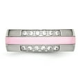 thumbnail image 5 of Chisel Stainless Steel Polished Pink Ceramic CZ Ring Size 10  Men, 5 of 5