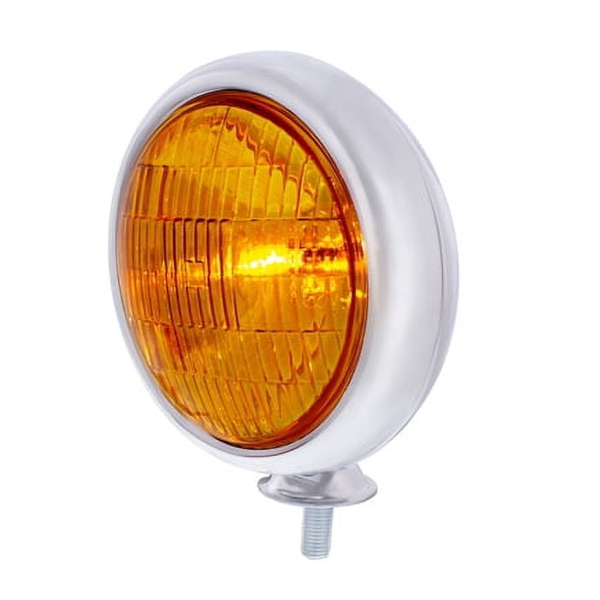 United Pacific C364007 12-Volt Vintage Style Chrome Fog Light, Universal Ball & Cup Adjustable Mounting, Vintage Lens Pattern – Amber Lens – ONE Unit