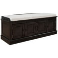 thumbnail image 4 of Espresso Solid Wood & MDF Storage Bench with 4 Doors & Adjustable Shelves, Removable Linen Cushion for Entryway & Living Room, 4 of 18