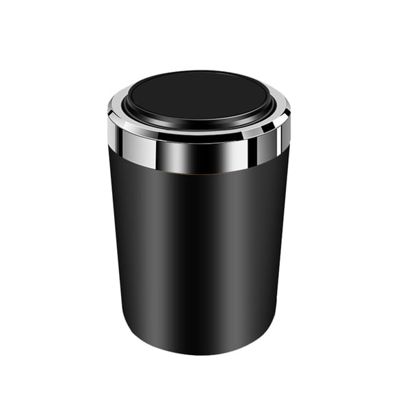 Mini Car Ashtray Creative Cylinder Trash Can Outdoor Home Portable Blue LED Light with Cover Ashtray Black