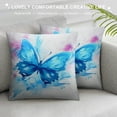 thumbnail image 3 of JRXY Throw Pillow Covers Decorative Cushion Case, Art Decor Watercolor Blue Splash Ink Butterfly and Flower Pillow Covers for Living Room Bedroom Decor,Square Couch/Sofa/Bed Pillow Cases  White, 3 of 5